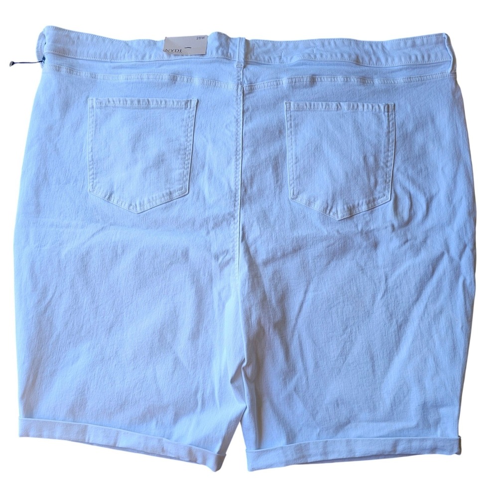 NYDJ Briella Roll Cuff Denim Shorts Optic White Plus Size 28W WCFO2258 NEW - Picture 2 of 8